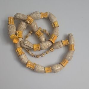 Elegant Gold and Cream Beaded Necklace